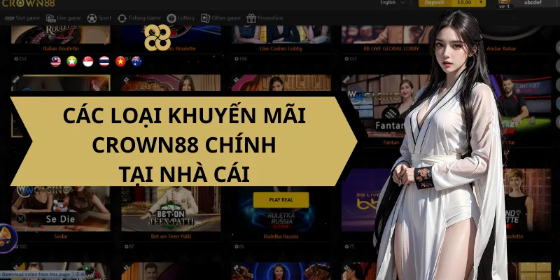 Các loại khuyến mãi Crown88 chính tại nhà cái