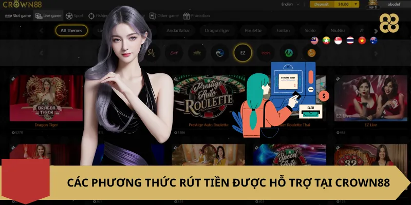 Các Phương Thức Rút Tiền Được Hỗ Trợ Tại Crown88