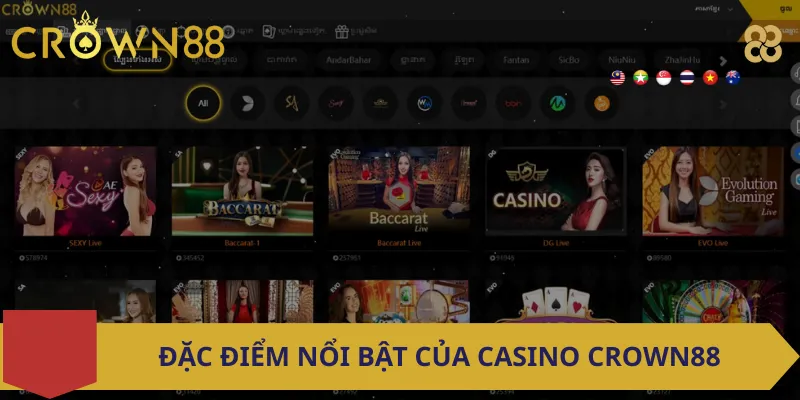 Đặc điểm nổi bật của Casino Crown88