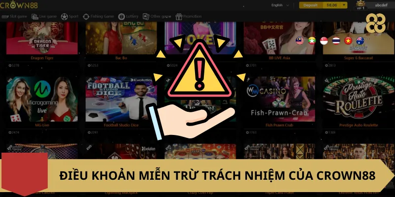 Điều Khoản Miễn Trừ Trách Nhiệm của Crown88