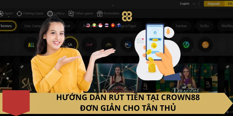 Hướng dẫn rút tiền tại Crown88 đơn giản cho tân thủ