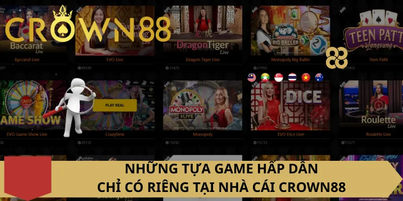 Những tựa game hấp dẫn chỉ có riêng tại nhà cái Crown88